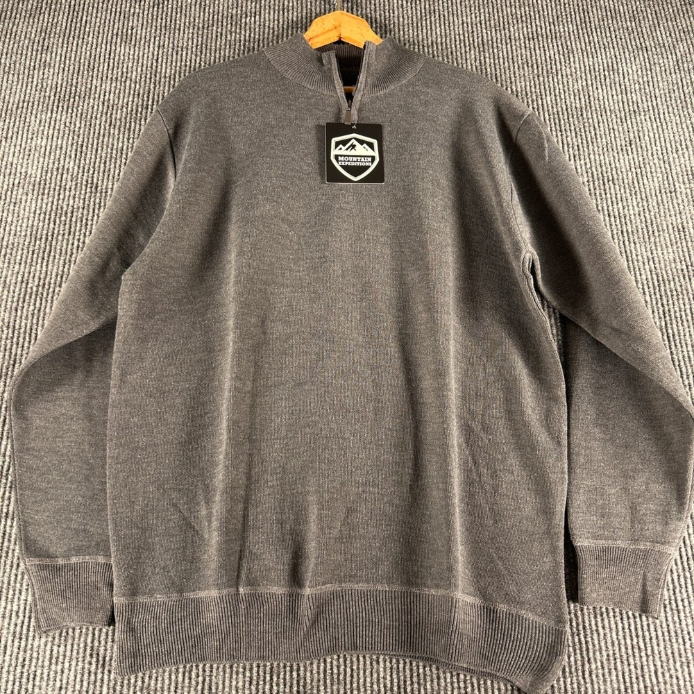 Mountain Expeditions Mens Gray 1/4 Zip Pullover Sweater XXL NWT